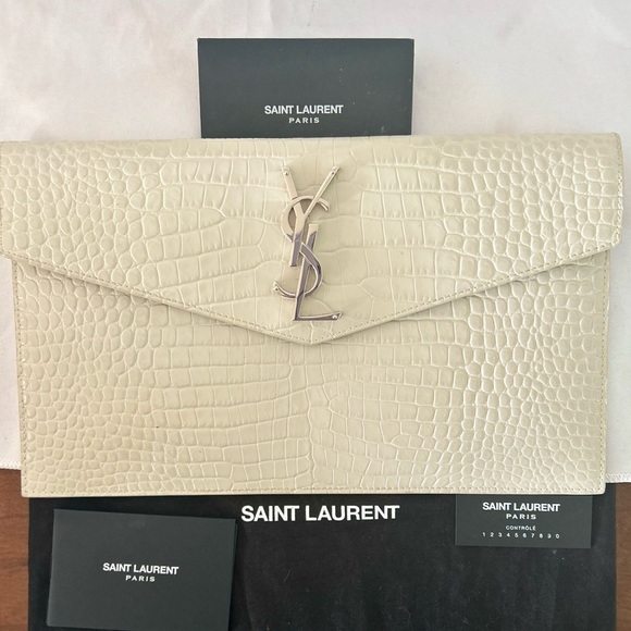 Yves Saint Laurent Bags Ysl Croc Embossed Envelopeclutch With